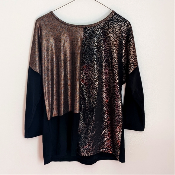 Ladies Metallic Color Block Top - Picture 1 of 4
